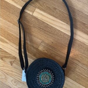 *NWT* Black Woven Handmade Crossbody bag from Thailand with stunning bead detail
